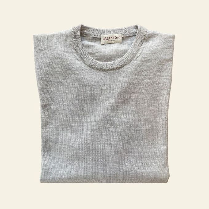 Girocollo in lana rasata<br>Grigio Chiaro Melange