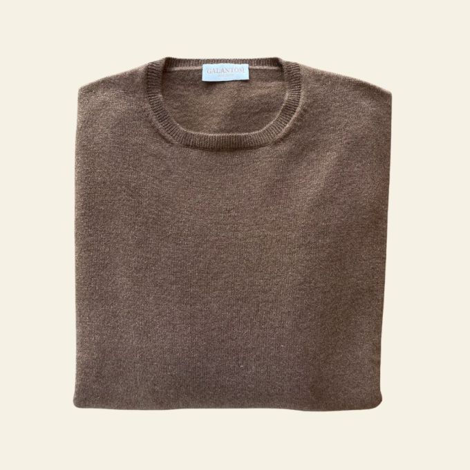 Girocollo in puro Cashmere<br>Castagna