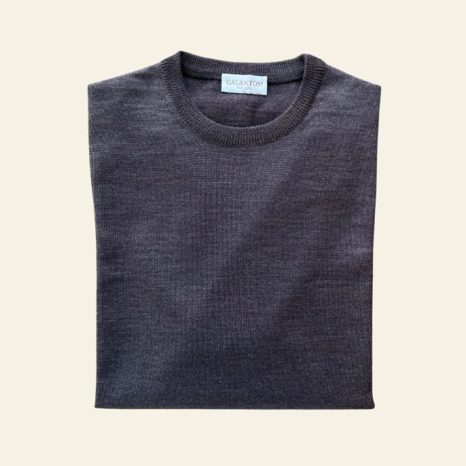 Girocollo in lana rasata<br>Marrone Melange